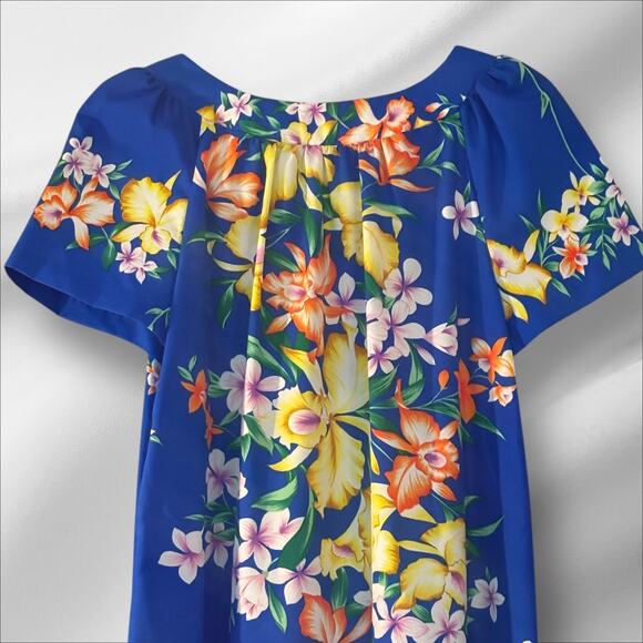 Hilo Hattie’s Hawaii Maxi Dress Vintage Floral Orchid L Made in USA Mumu Resort - Picture 9 of 9